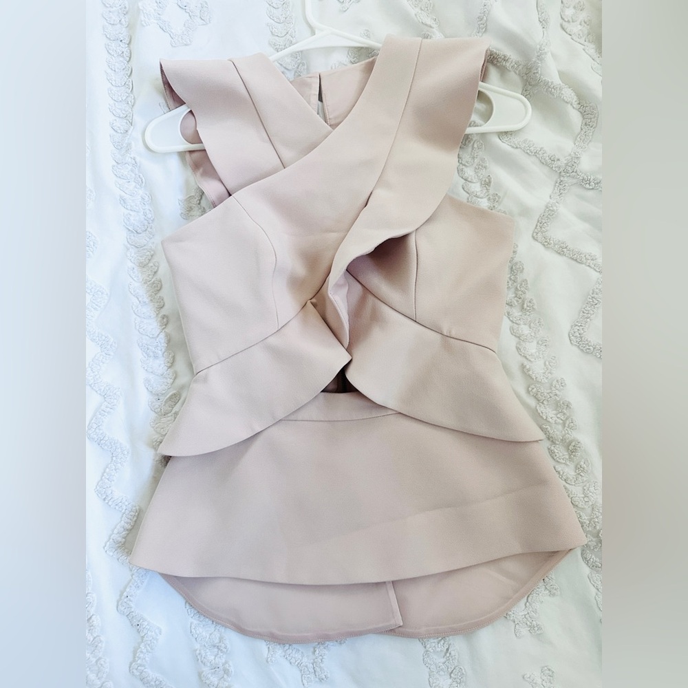 BCBGMaxAzria Cream Ruffled Sleeveless Top - Picture 1 of 6